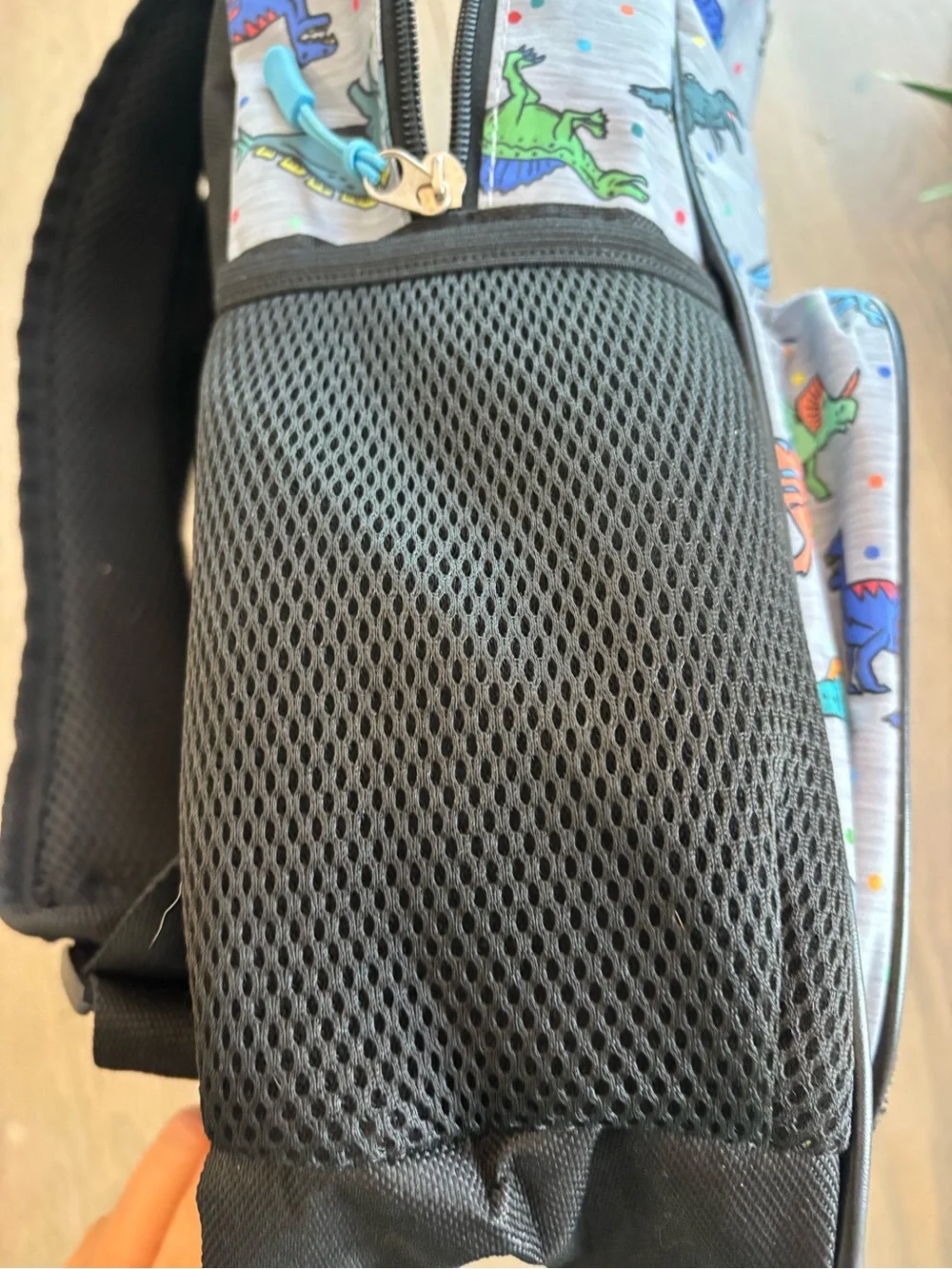 Tommy Bahama Kids Gray Backpack with Multicolor Dinosaur Print